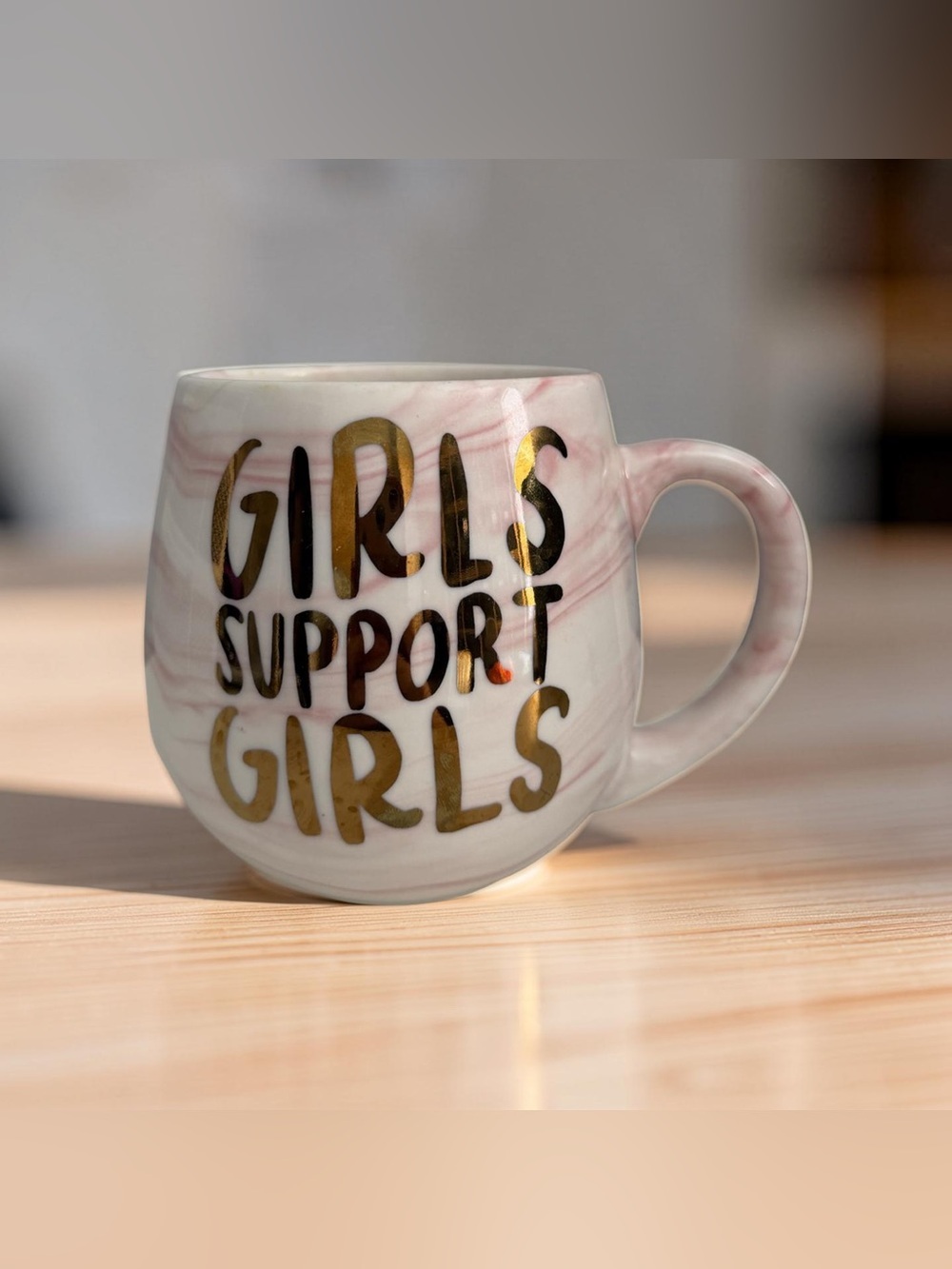 Pink Marble “Girls Support Girls” Ceramic Coffee/Tea Mug